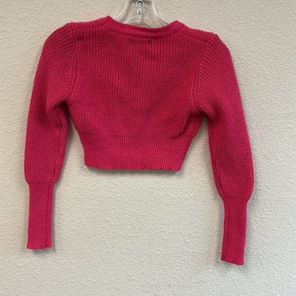 SHEIN Fitted Cropped Cardigan Hot Pink Long Sleeve Sweater Size S 🎉 - Picture 5 of 6